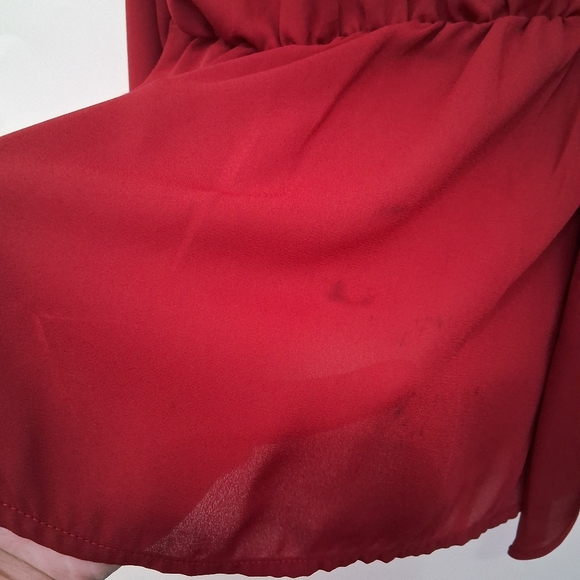 5/$10⚪️Forever 21 Red Burgundy Tie-Front Blouse - Picture 7 of 7